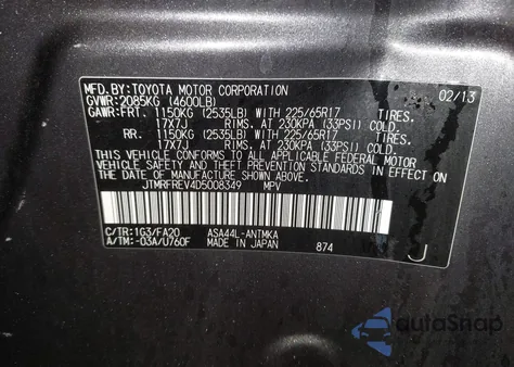 2013 Toyota Rav4 Xle z USA, uszkodzony, nr VIN JTMRFREV4D5008349